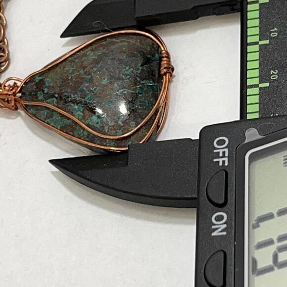 Handmade Wire Wrapped Chrysocolla Stone Necklace Pendant Gemstone - Picture 3 of 3